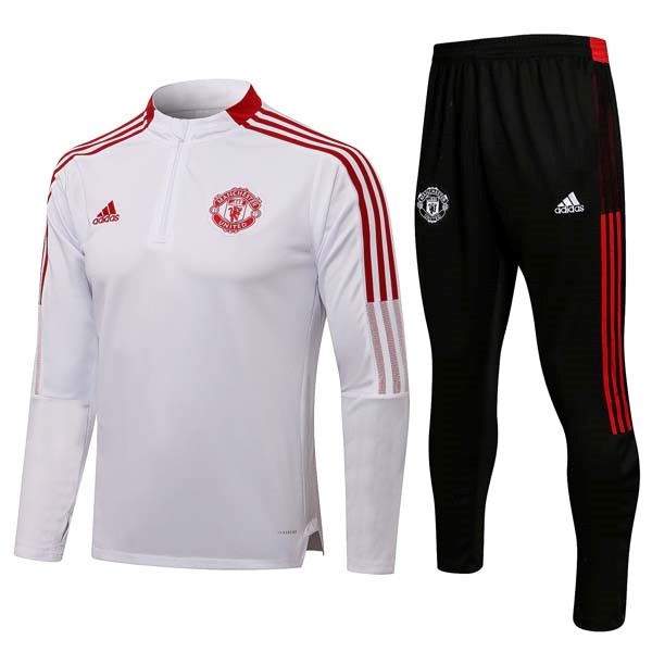 Sweatshirts Manchester United 2022 Weiß Schwarz Günstige Fußballtrikots